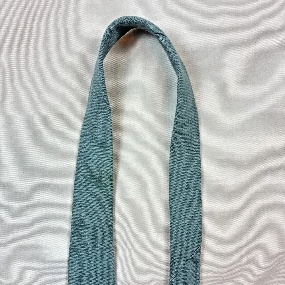 Chipp Wool Tie Mens One Size Teal Blue VTG Ivy Trad USA Handmade Crest Lining